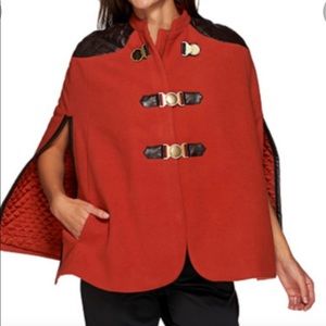 GILI Buckle Fashionable Flexibi Front Cape Faux Leather Trim- color Spice-Size 2